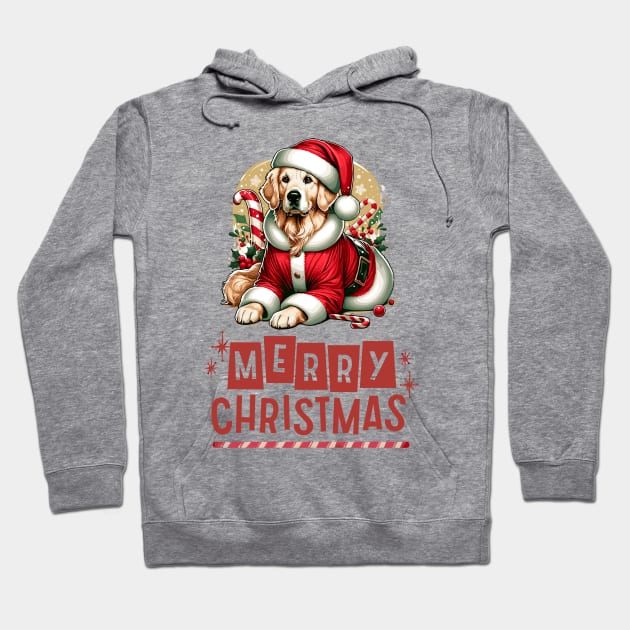 Merry Christmas Golden Retriever Dog Hoodie by Graceful Designs